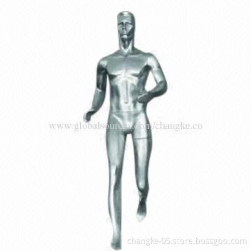 Abstract Male Mannequin, Silver Running Men, Made of FRP